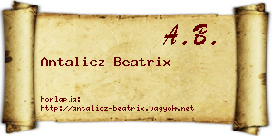 Antalicz Beatrix névjegykártya