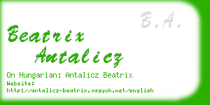 beatrix antalicz business card